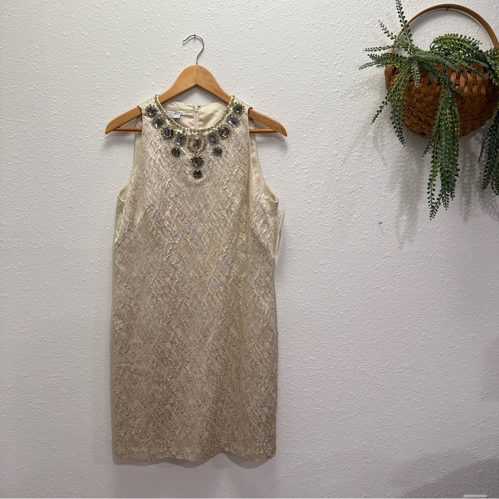 Maggy London gold embellish sequin cocktail party dress size 10